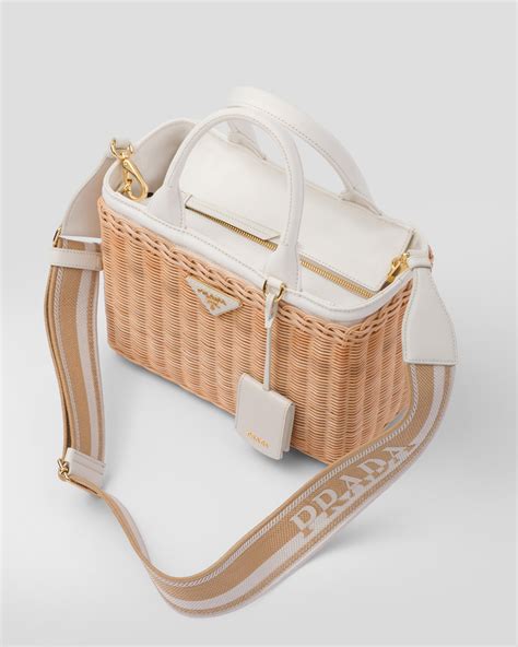 prada canvas and wicker woven bag|canvas tote bag prada.